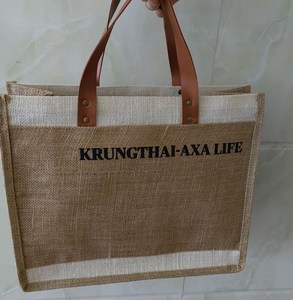 Bolsa de Mano Ecológica de Lona con Asas de Cuero, Letras Impresas, Estilo Nacional, Abertura Superior, para Compras, para Mujer - Product Image 4