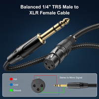 Câble Instrumental de 6,35 mm en Gros d'Usine, Câble Micro XLR Femelle vers 6,35 mm pour Microphone Dynamique, Table de Mixage Audio, Amplificateur