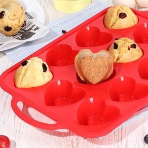 <strong>Heart</strong> Shaped Silicone Muffin Pan Metal Frame Nonstick Baking Mold <strong>Cake</strong> Egg Bites Chocolate-Small <strong>Heart</strong> Silicone Mold for <strong>Cake</strong>