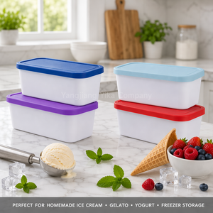 Contenedor Rectangular de 2L para Gelato con Tapa de Silicona y Recipiente de Plástico para Helado, Contenedor para Gelato, Proveedor de <span class=keywords><strong>Amazon</strong></span> - Product Image 1