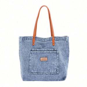 Sac fourre-tout de luxe grand format pour femmes 2024, sacs de shopping, sacs à bandoulière en jean avec logo personnalisé - Product Image 6
