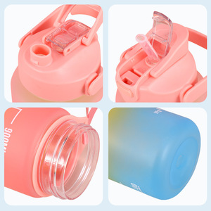 64 oz <span class=keywords><strong>2L</strong></span> Gradient 3-en-1 Time Marker Tumblers Vente en gros Bouteilles d'eau en vrac Bouteille d'eau en plastique Bouteilles <span class=keywords><strong>de</strong></span> sport - Product Image 2