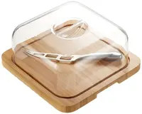 대나무 치즈 보드 돔 나이프와 유리 뚜껑 도마 블록 주방 라운드 단일 조각 패키지 포장 저장