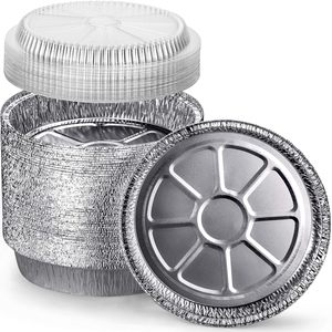 Bandejas Redondas de Papel de Aluminio Desechables de 7, 8 y 9 Pulgadas para Freidora de Aire con Tapa de Papel, Reciclables, de Grado Alimenticio, para Envasado de Alimentos - Product Image 1