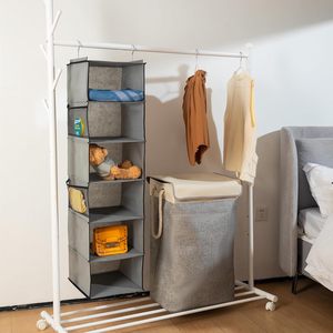 6 Shelf Hanging Closet Organizer 1 Pack With Side Pockets For Clothes <b>Shoes</b> Storage Behind Door Hook Type - Product Image 2
