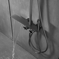 Robinet de salle de bain thermostatique numérique de luxe ensemble de robinet de douche pistolet gris laiton mitigeur chaud et froid système de robinet de douche