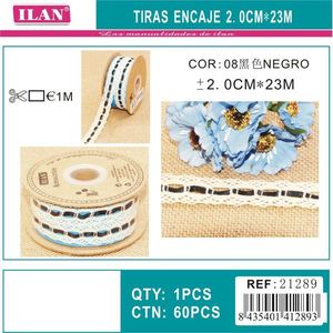 Strisce di pizzo 2 cm x 23 m nere per artigianato e cucito - Product Image 3