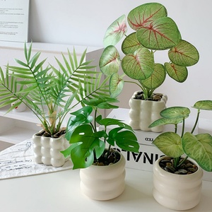 Mini plante artificielle en pot, feuille de tortue, vert doux, décoration de bureau, pour le salon, la table basse et l'ornement de l'espace de travail - Product Image 2