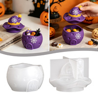 Moule en silicone DIY pour chapeau de sorcière d'Halloween, maison, résine, plâtre, ciment, bougie, récipient, moule de moulage
