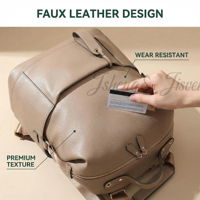 Sac à langer convertible 3-en-1 grande capacité en cuir PU avec sangles de poussette, poches isothermes, matelas à langer et résistant à l'eau