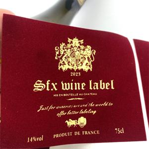 Luxury Velvet Sticker <strong>Labels</strong> Roll Adhesive Sticker Wine <strong>Label</strong> Custom Flocking StickerWine Perfume Bottle Gold Foil <strong>Embossing</strong> - Product Image 6