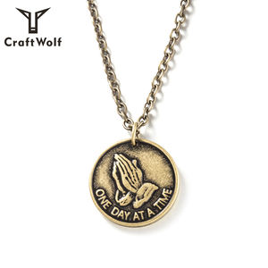 Craft Wolf Fashion Jewelry Bronze Vintage Silver Women Men Stainless Steel Embossed <strong>Coin</strong> Chain <strong>Necklace</strong> - Product Image 6