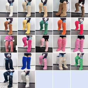 <span class=keywords><strong>Bottes</strong></span> en fourrure punk tendance automne-hiver, moelleuses et duveteuses, en fausse fourrure de Mongolie, <span class=keywords><strong>bottes</strong></span> en fourrure de neige en laine, 72 cm, <span class=keywords><strong>bottes</strong></span> en fourrure au-dessus du genou - Product Image 2