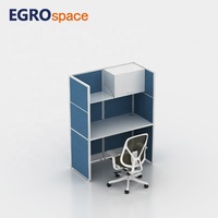 EGROspace Mobilier de bureau moderne en aluminium pour employés, poste de travail informatique, bureau de travail à 3 places avec cloison, bureau de travail en cubique