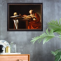 Peintures à l'huile faites à la main, style baroque italien célèbre, reproduites par le maître Caravaggio, Saint Jérôme écrivant réaliste, base en toile