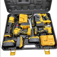 Ensemble d'outils électriques sans fil 21V, kit combiné, perceuse 13 mm, meuleuse d'angle 125 mm, clé à chocs 350 NM, marteau perforateur rotatif, ensemble 4 en 1
