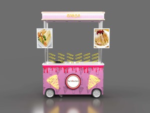 Charrette à crêpes mignonne, stand de restauration rapide rose en plein air, comptoir à bretzels, petite taille, kiosque mobile - Product Image 1