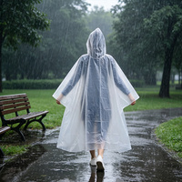 Poncho de Lluvia Compostable Blanco para Adultos, Biodegradable, Ecológico, con Capucha, Impermeable, Desechable, para Festivales y Eventos al Aire Libre