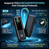 Batterie externe certifiée 3C 100W PD à charge rapide 20000mAh avec câble Type-C intégré, chargeur portable multi-appareils avec écran LED