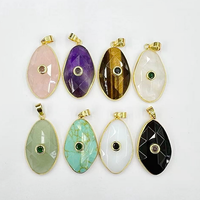CH-LAP2204 Pendentif en Pierre Naturelle Multicolore en Forme de Poivre, Pendentif en Pierre Chili Micro-Pavé CZ Coloré, Accessoire en Pierre Précieuse, Vente en Gros