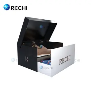 RECHI定制黑色亚克力鞋子储物展示盒包装盒，带抽屉，用于豪华运动鞋收纳盒