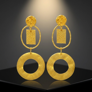 Brass Gemstone Handmade <b>Boho</b> Ethnic Unisex Earrings Rhodium Plated Fashion - Product Image 3