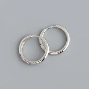 Fashion 925 Sterling Silver Simple Plain Round Hoop Earrings Gold Plated Different Size Hoop Earring Jewelry For Women