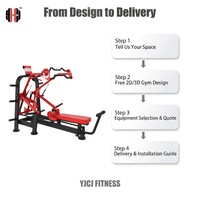 Machine de presse pectorale en acier réglable avec système de sécurité, bras indépendants, banc coulissant, repose-pieds et supports latéraux pour usage commercial