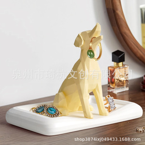 Qihang Cultural And Creative Dog Shape Jewelry Organizer Resin Animal Decor For <b>Dressing</b> <b>Table</b> Storage Display - Product Image 1