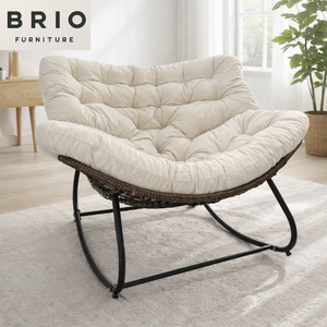 Factory Hot <strong>Sale</strong> Oversized Modern Design Indoor/Outdoor <strong>Rocking</strong> <strong>Chair</strong> Sturdy Comfy Rocker Recliner Large Lounging <strong>Chair</strong> Beige - Product Image 2