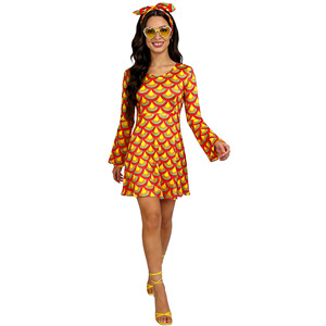 Pop Art Flare Sleeve Knee-Length <strong>Plus</strong> <strong>Size</strong> A-Line Spring Casual Dress-<strong>70s</strong> Hippie Vintage Halloween Party <strong>Outfit</strong> - Product Image 1