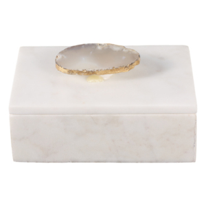 Scatola decorativa rettangolare in marmo con coperchio in agata per decorazioni per la casa, contenitore portaoggetti per gioielli, contenitore per ricordi - Product Image 3