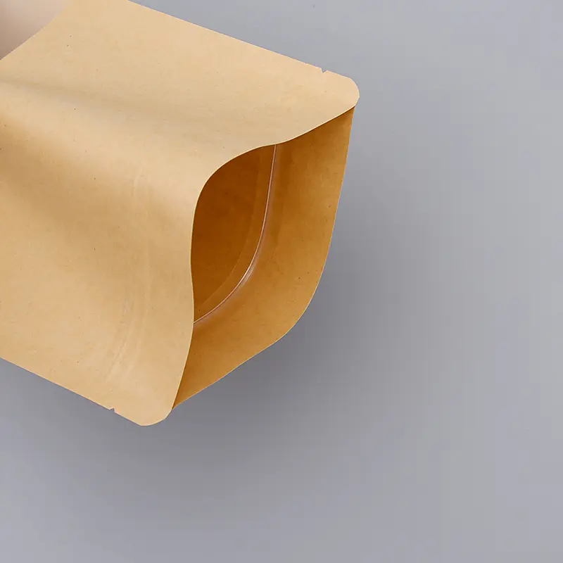 Kantung kemasan kunci ritsleting berdiri kualitas makanan cetak kustom kantung kertas kraft biodegradable