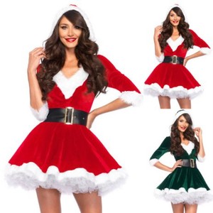 Vestido Mini de Terciopelo Sexy para Mujer, Disfraz de Navidad para Adultos, Traje Ajustado de Mamá Noel, Disfraz de Cosplay - Product Image 3
