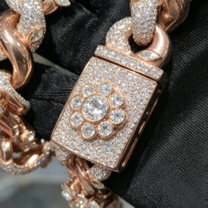 Collier personnalisé avec pendentif fleur en moissanite, plaqué or, argent sterling 925, style hip-hop, moissanite VVS. - Product Image 2