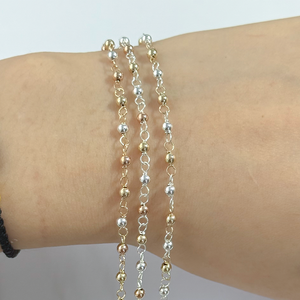 ヴィンテージ新品手作りゴールド充填3MMビーズチェーンパーマネントジュエリーDIY作り繊細なローズゴールドスターリングシルバーボールツイストチェーン - Product Image 5