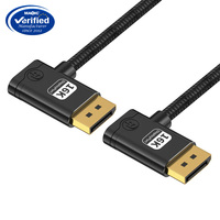 Câble audio et vidéo DP en fibre optique de qualité supérieure, angle de 90 degrés, 16K 8K, 80 Gbps, DP 2.1 vers DP pour moniteur, ordinateur portable