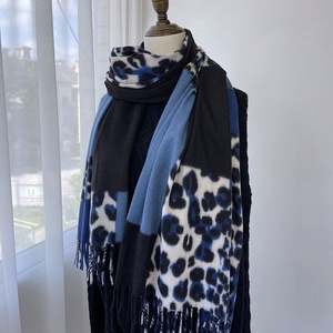 Autumn and Winter New Printed Cashmere <b>Scarf</b> Color Blocked Leopard Pattern Fashionable Warm Tassel <b>Scarves</b> Shawl <b>for</b> <b>Women</b> - Product Image 3