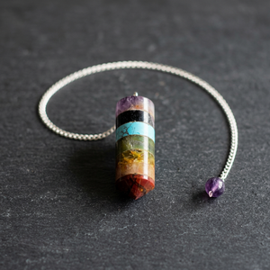 Péndulo de Radiestesia Cilíndrico de Ágata Bonded con Piedras de Chakra de Gemas Hechas a Mano al por Mayor para la Venta - Product Image 3