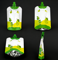 Emballage liquide rechargeable en sachet à bec verseur en aluminium et plastique personnalisé pour jus de fruits, boissons, vinaigrettes, yaourts, gelées