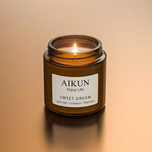 AIKUN <b>Bulk</b> Supply Luxury Long Burning Clean Scented Soy Wax Handmade Aromatherapy Glass Jar <b>Candle</b> for Hotel Spa - Product Image 2