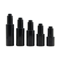 Botol Tetes Kaca Hitam Solid Mengkilap dengan Perlindungan UV Kelas Medis untuk Serum Minyak Esensial, Kemasan Kosmetik Kosong dengan Logo Kustom