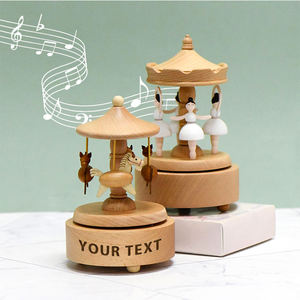 Boîte à musique en bois <span class=keywords><strong>de</strong></span> hêtre personnalisée, modèle ballerine, avec carrousel rotatif, idéale pour <span class=keywords><strong>un</strong></span> cadeau – Vente chaude - Product Image 1