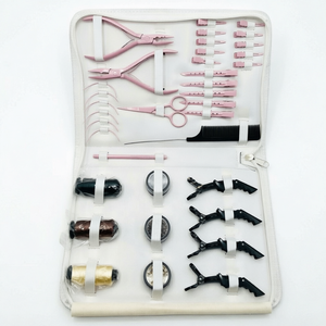 Nuevo Kit de Herramientas para Extensiones de Cabello para Uso en Casa o Salón, Herramientas para Extensiones de Cabello de Visón en Oferta, Diseños Personalizados, Herramientas para Cabello, Estuche Blanco, Herramientas Rosas - Product Image 1
