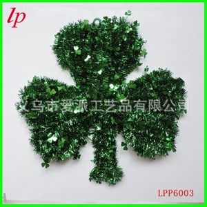 <b>St</b> <b>Patricks</b> <b>Day</b> Shamrock Pendant Green Tinsel Wreath <b>Decorative</b> Clover Shape LPP6002 - Product Image 2