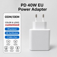 Cargador de Pared con Enchufe Europeo de 45W PD, Adaptador de Corriente de un Solo Puerto Tipo C, Carga Rápida, Portátil, Protección Contra Sobretensión