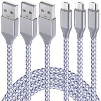 Câble Micro USB OEM de 10 pieds, tressé en nylon, haute vitesse, transfert de données, compatible avec les téléphones portables, les appareils photo, les lecteurs de jeux
