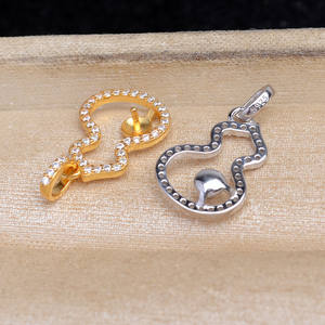 <b>DIY</b> Pearl Jewelry <b>Accessories</b> 6-7mm Small Silver Gourd Pendant with Empty Holder 6041 Bead Size Packaged in a <b>Bag</b> - Product Image 3