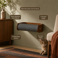 Griffoir mural rotatif en sisal pour chat, cadre en placage de noyer noir, jouet mural pour chat peu encombrant, accessoire pour arbre à chat