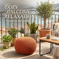Pouf ottoman rond en polyester tricoté à la main, repose-pieds pour la décoration du salon